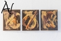 Triptychon Abstract Action Painting auf Braun No.VII, Multifunktionale Kunst