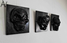 Installation Skull-Masken Triptych, Multifunktionale Kunst, Horizontal
